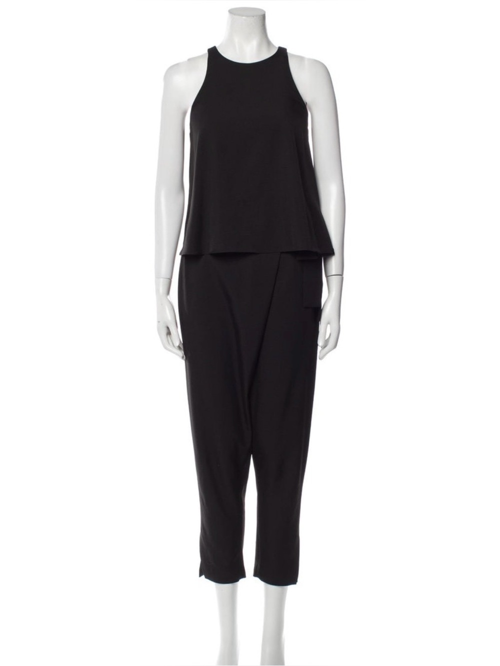 Halston Heritage Black Sleeveless Scoop-Neck Jumpsuit